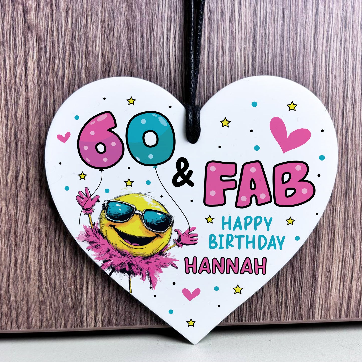 Personalised 60th Birthday Gift For Women Heart 60 And Fab