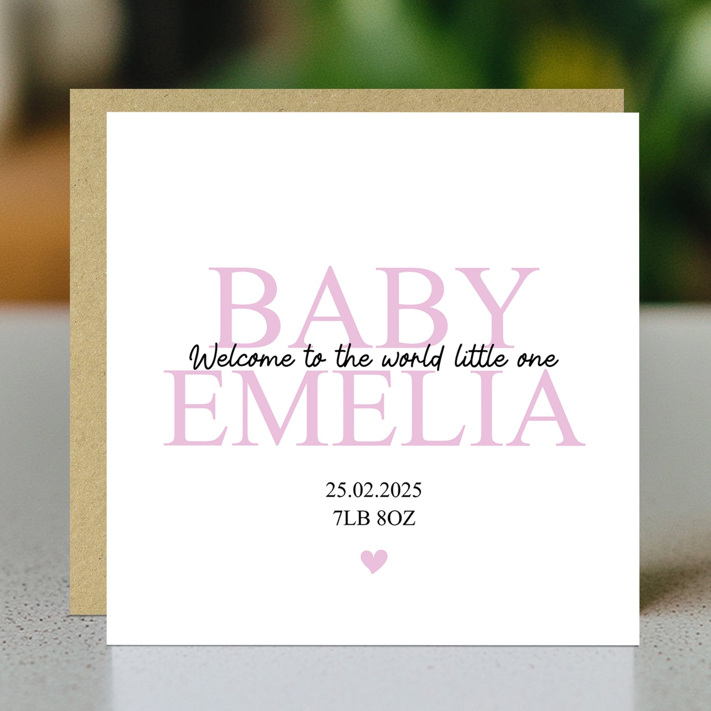 Welcome To The World Baby Girl Card Personalised Newborn Baby