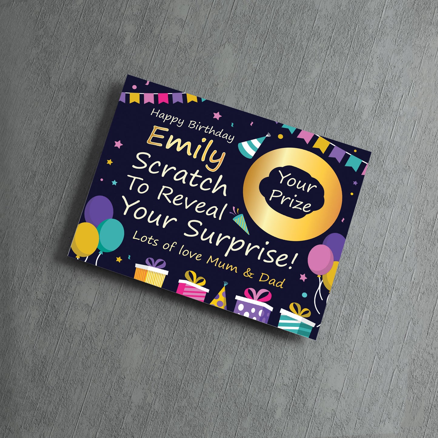 Personalised Birthday Scratch Reveal Card, Gift Reveal Card