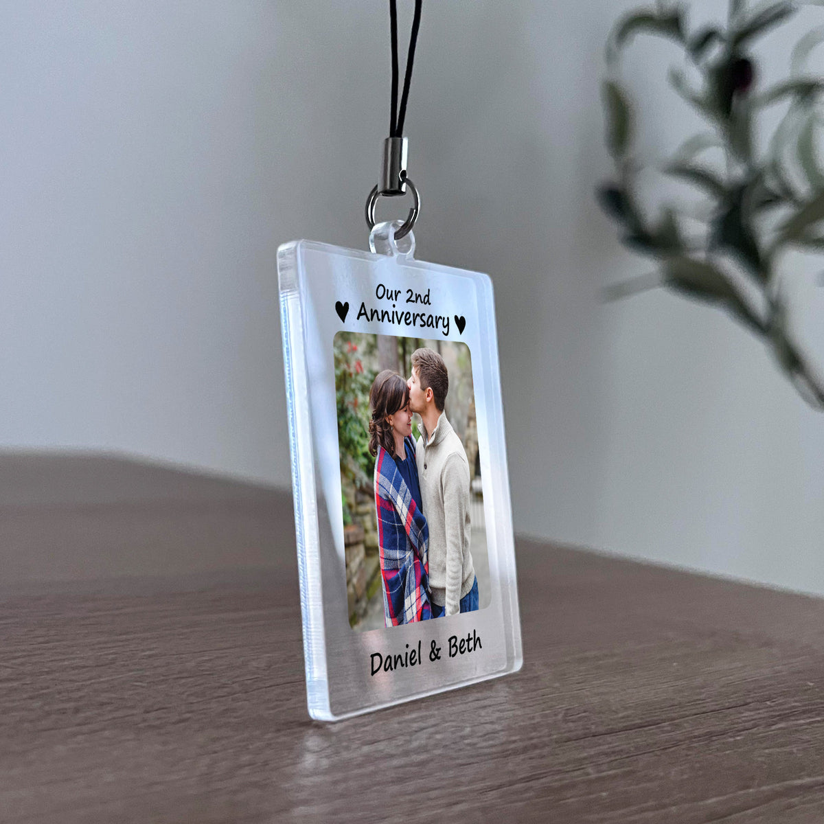 Custom Couple Keychain Personalised 2nd Anniversary Gift
