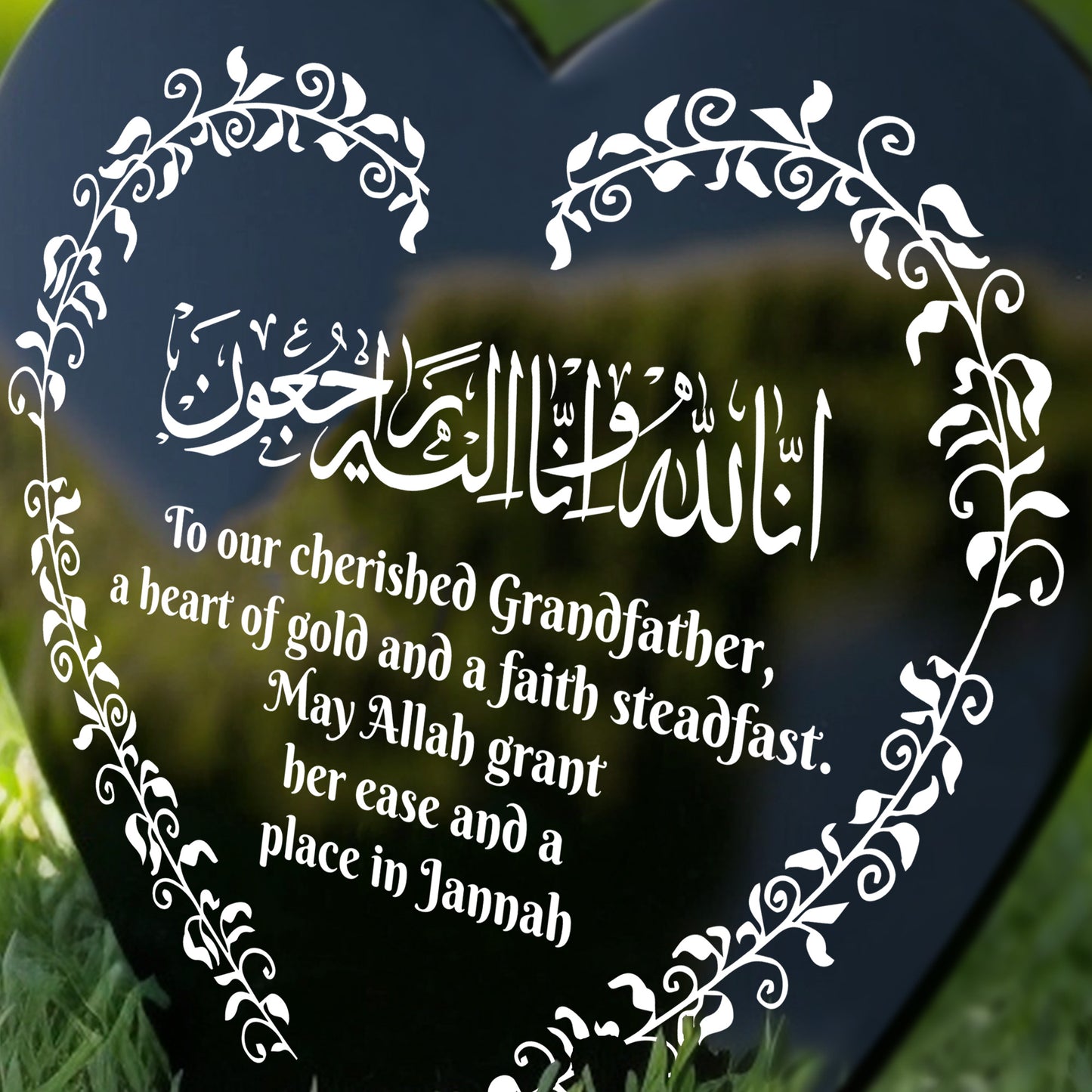 Muslim Islamic Memorial Plaque For Grandfather Acrylic Heart