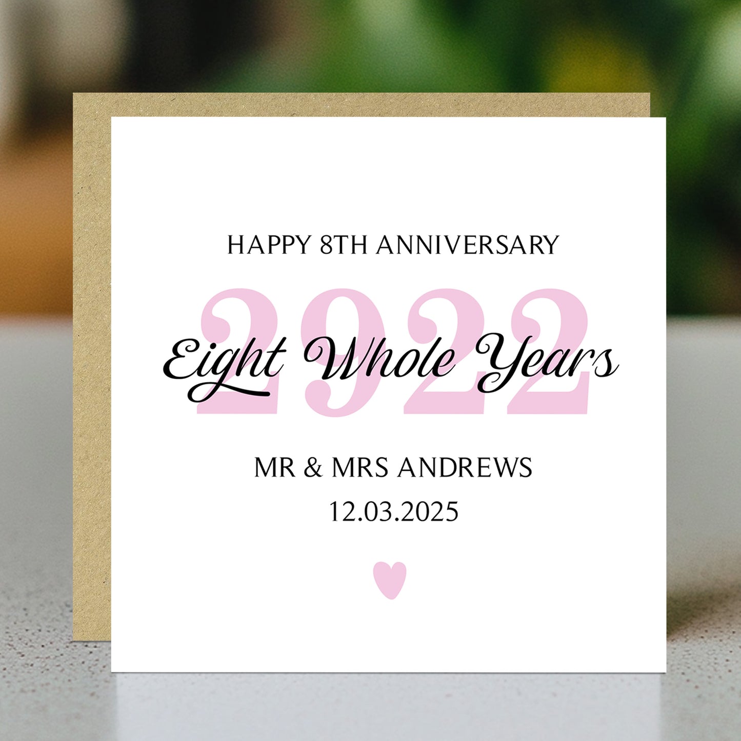 Personalised 8th Wedding Anniversary Card For Husband Wife