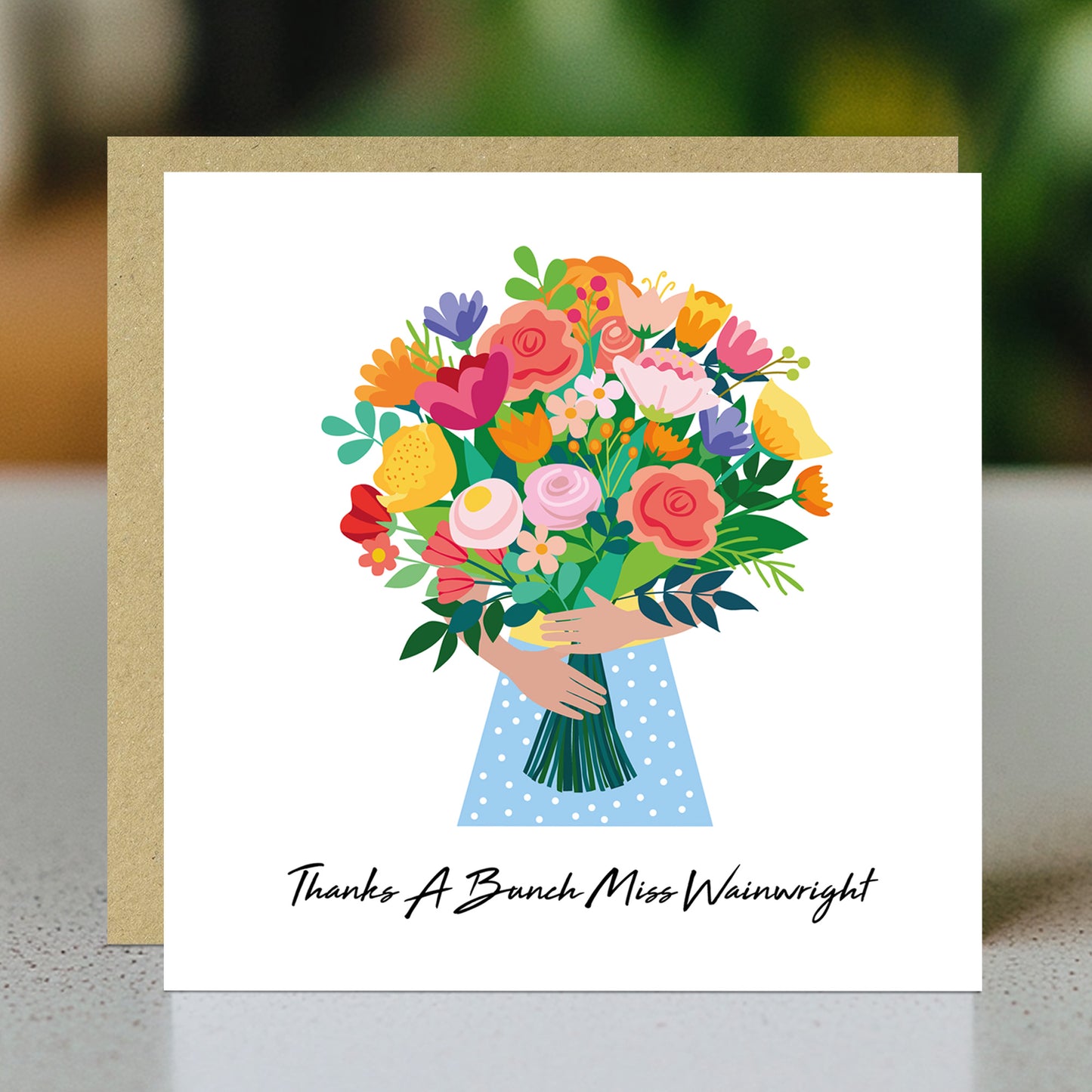 Personalised Teacher Card With Kraft Envelope THANKS A BUNCH