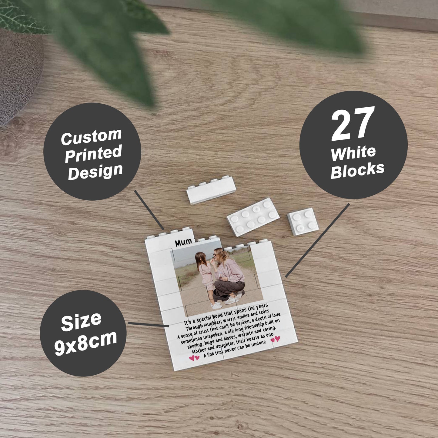 Mum and Daughter Gifts Personalised Building Block Photo Gift