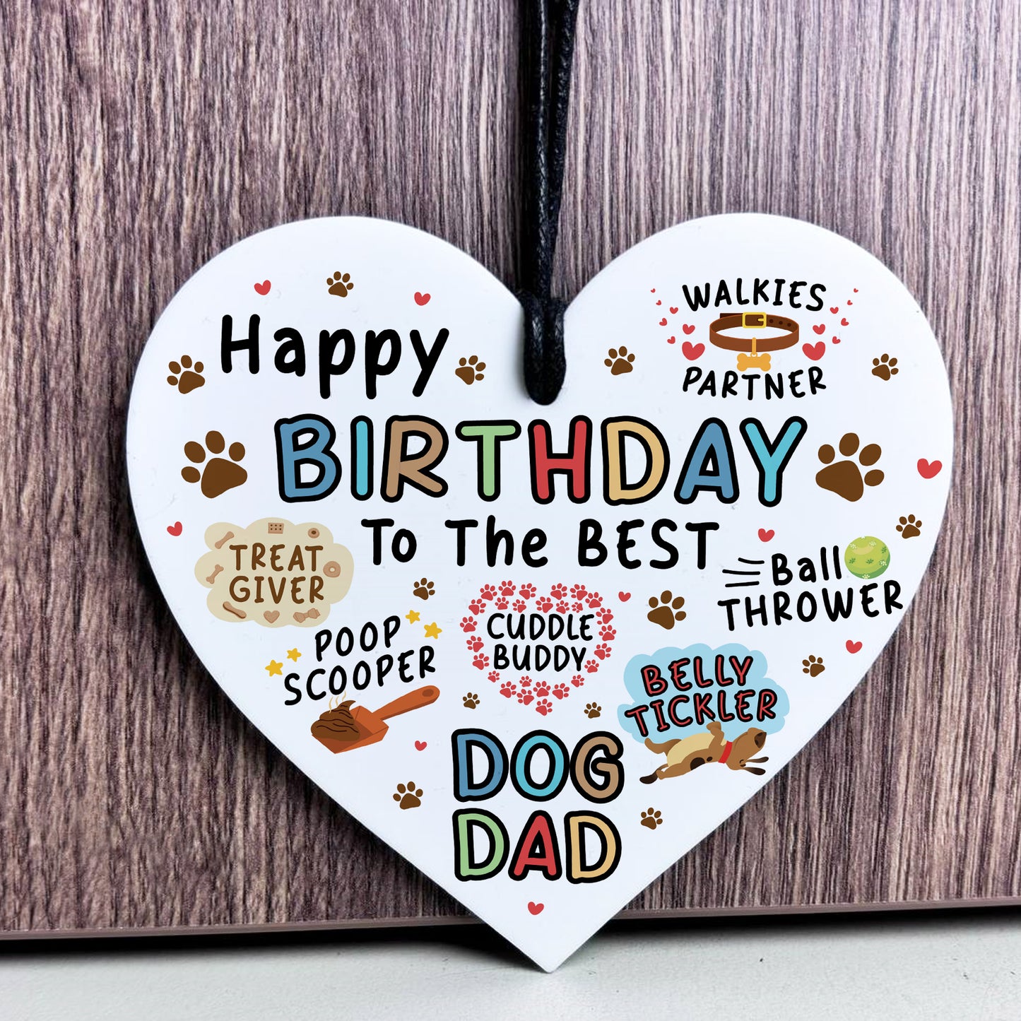 Birthday Day Gift From Dog Funny Gift For Dad Hanging Heart
