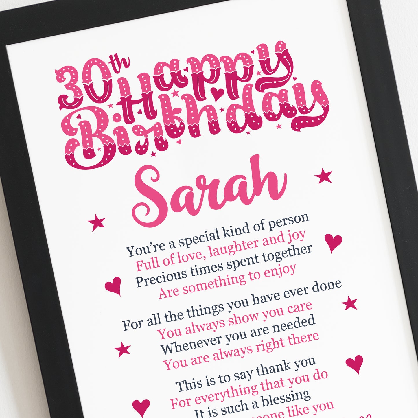PERSONALISED 30th Birthday Gifts For Her Gift For Daughter