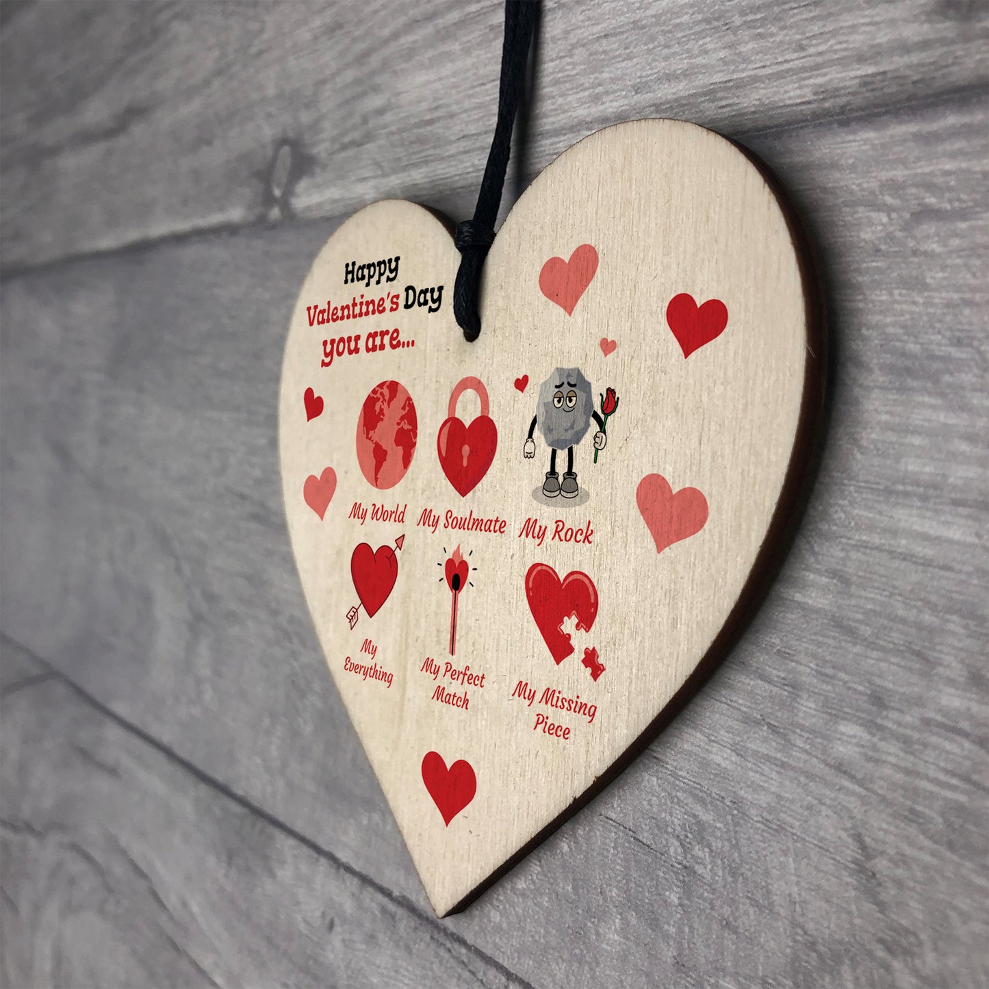 Valentines Day Gift For Boyfriend Wife My Rock My World Heart