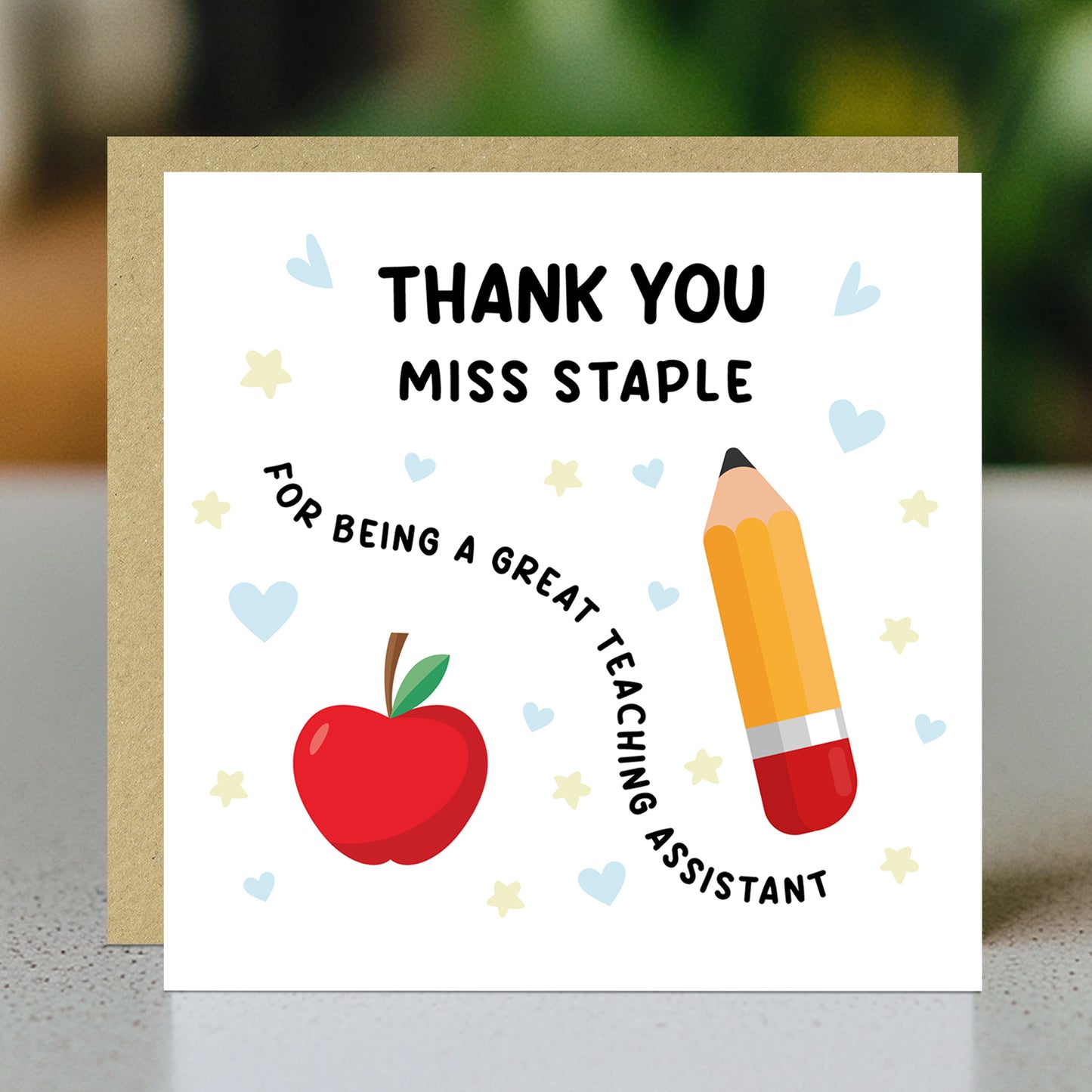 Personalised Teaching Assistant Card With Kraft Envelope Card