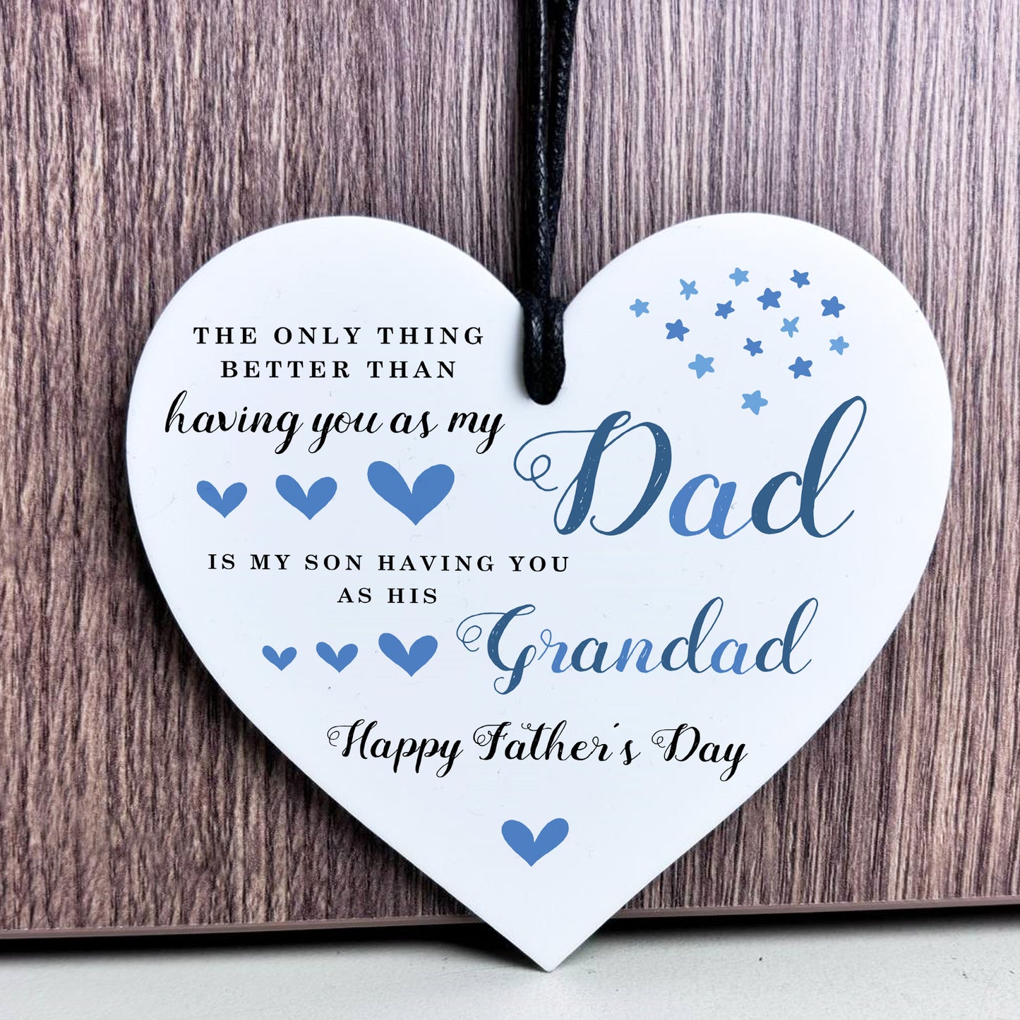 Dad and Grandad Gift For Fathers Day White Hanging Heart Gift