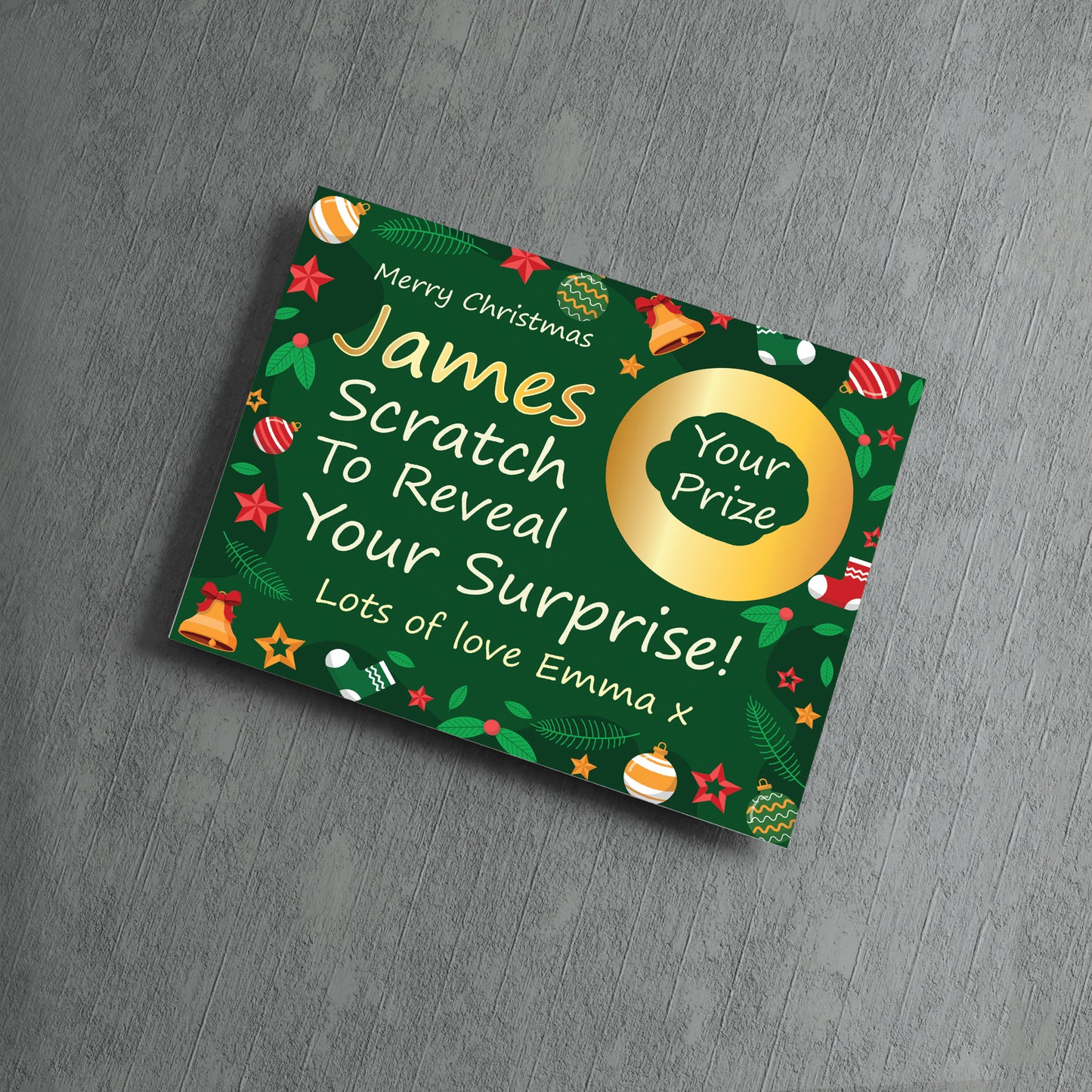 Personalised Merry Christmas Scratch Reveal Card Custom Gift