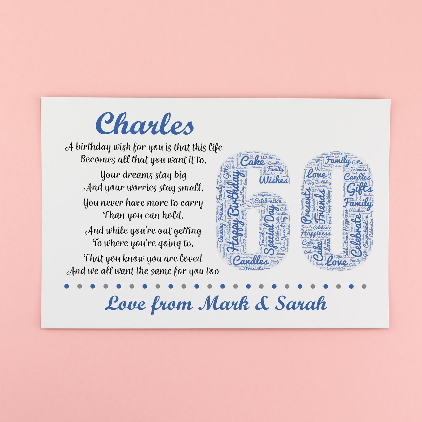 Personalised 60th Birthday Gifts for Him Men Husband Dad Grandad