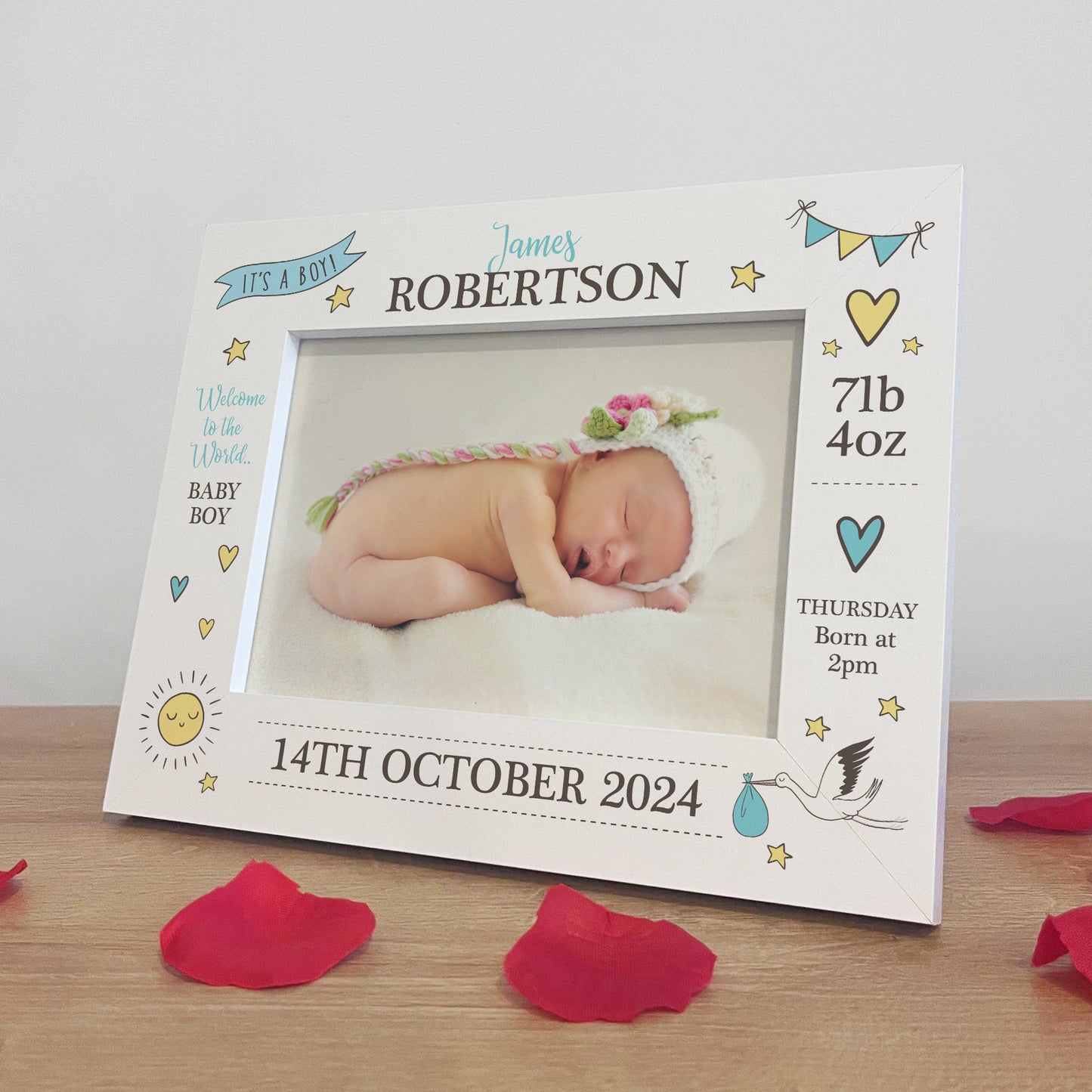Personalised Baby Boy Photo Frame With Birth Details New Baby