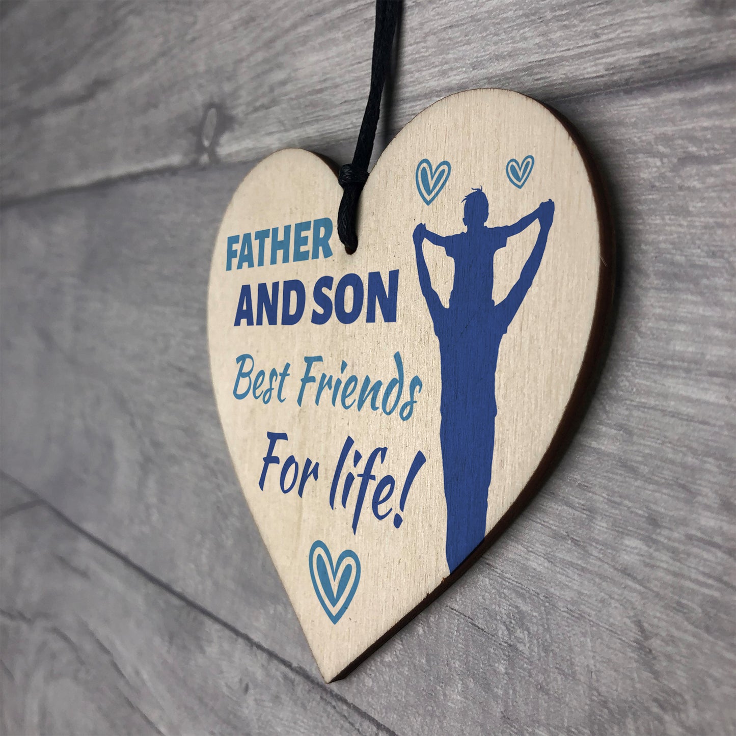 Father and Son Wooden Heart Gifts Father's Day Birthday Gifts