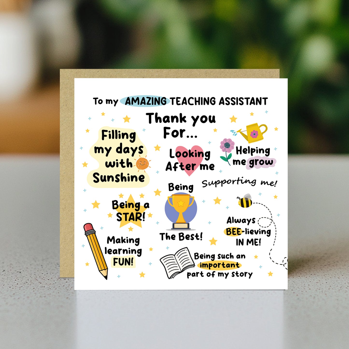 Thank You Card For Teaching Assistant Card For Him Her