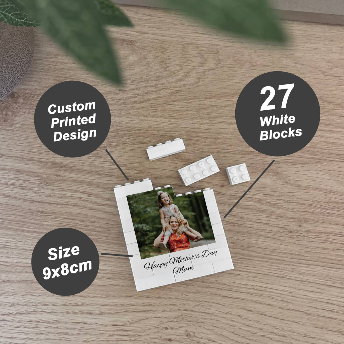 Personalised Mothers Day Gift with Customised Photo Block