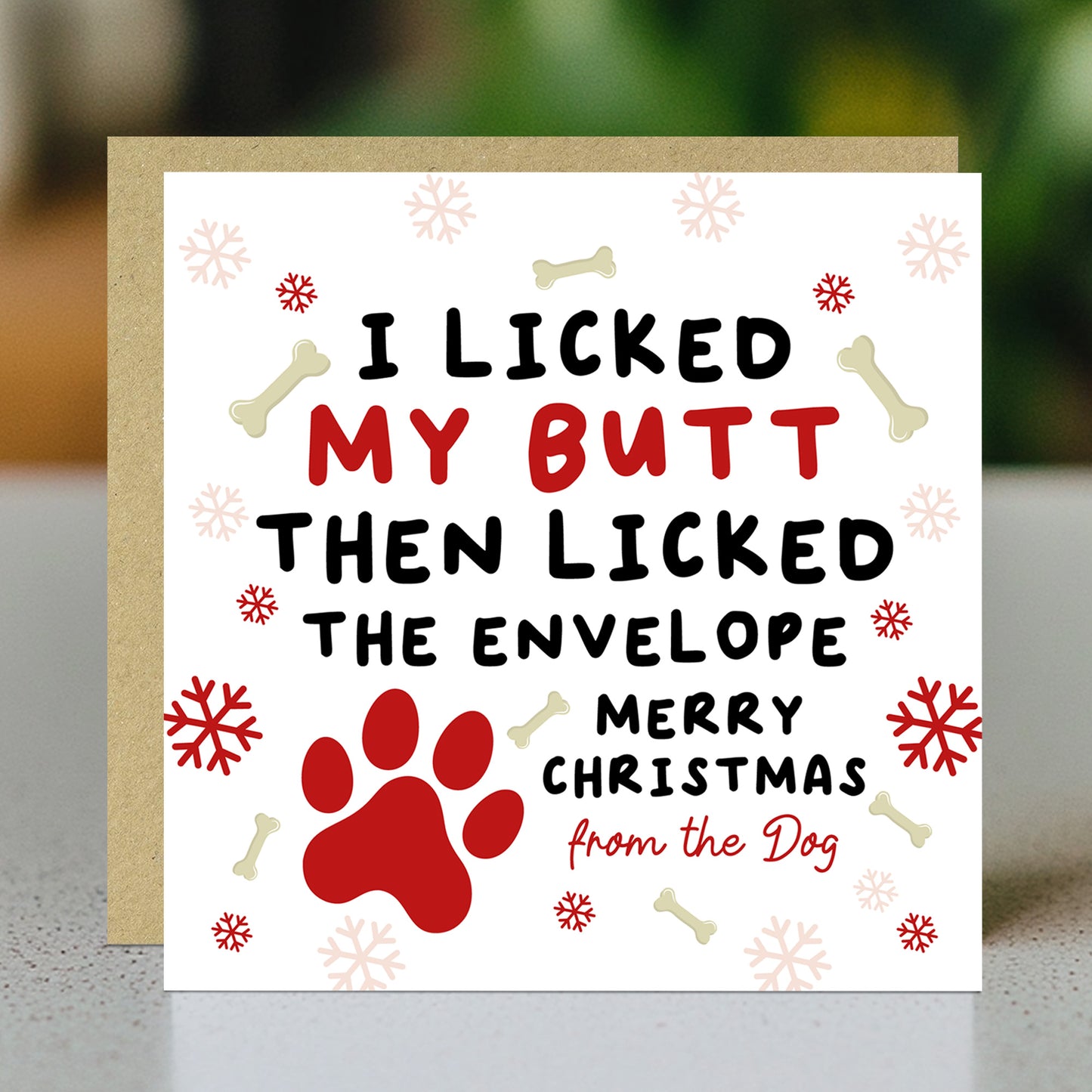 Christmas Card From The Dog With Kraft Envelope Funny Dog Card