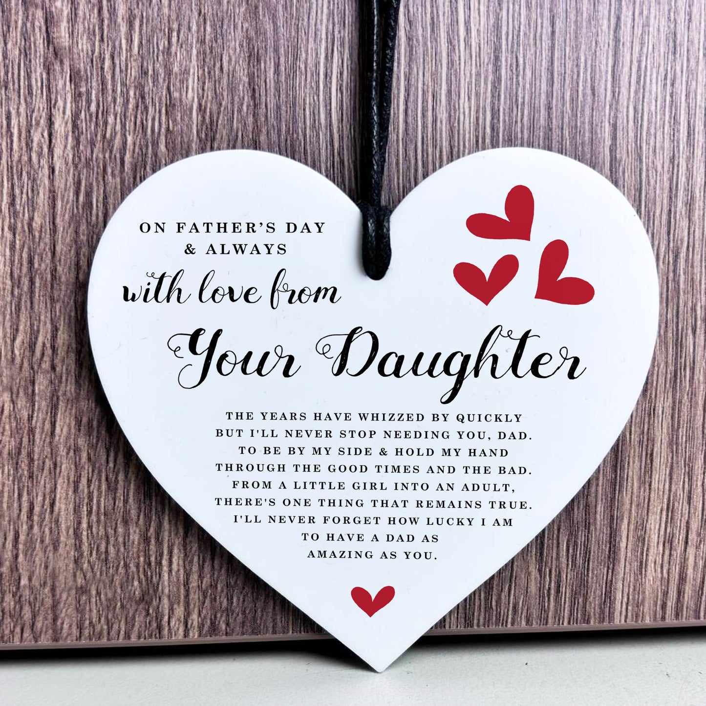 Fathers Day Gift From Daughter White Hanging Heart Gift For Dad