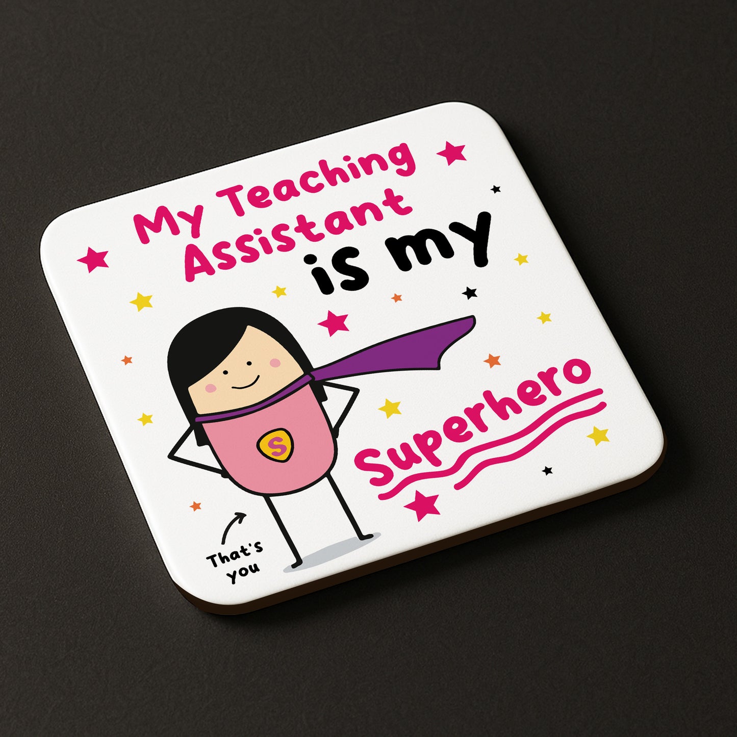 Gift For Teaching Assistant Coaster Thank You Gift My Superhero