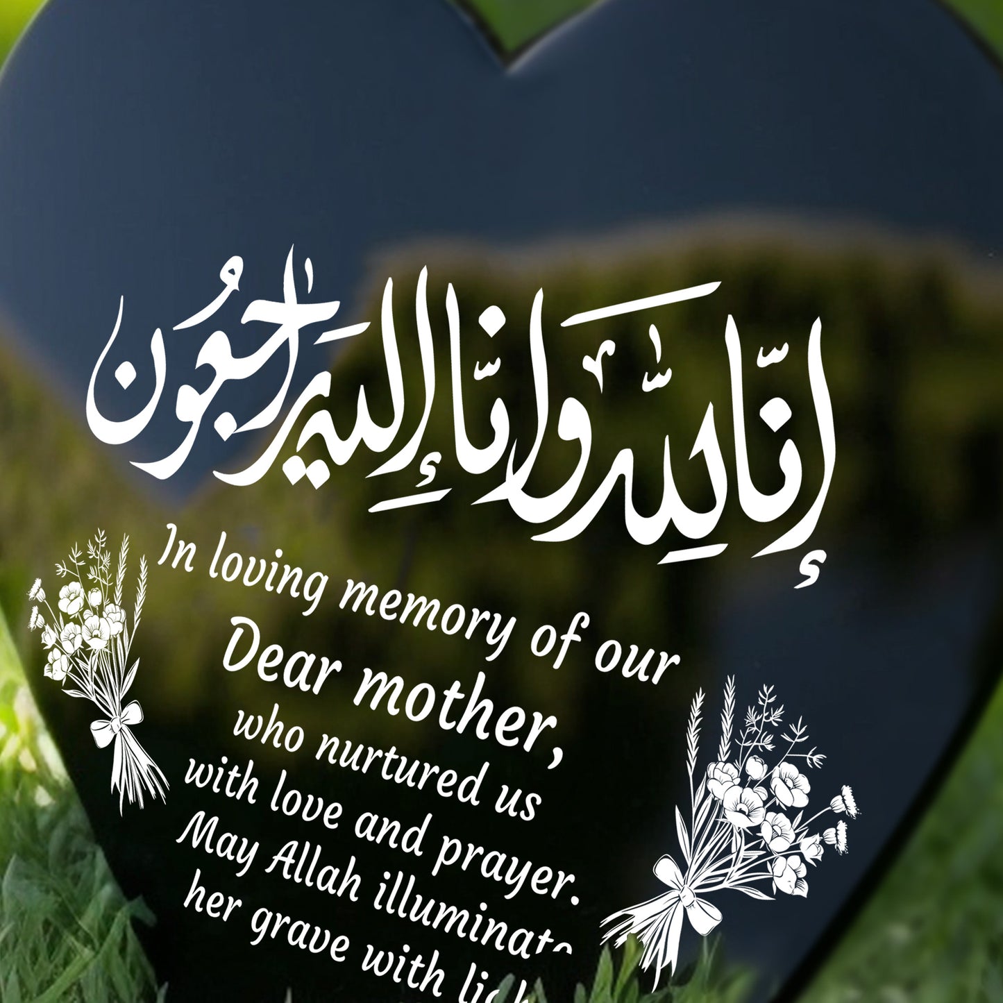 Muslim Islamic Memorial Plaque For Mother Acrylic Heart Memorial