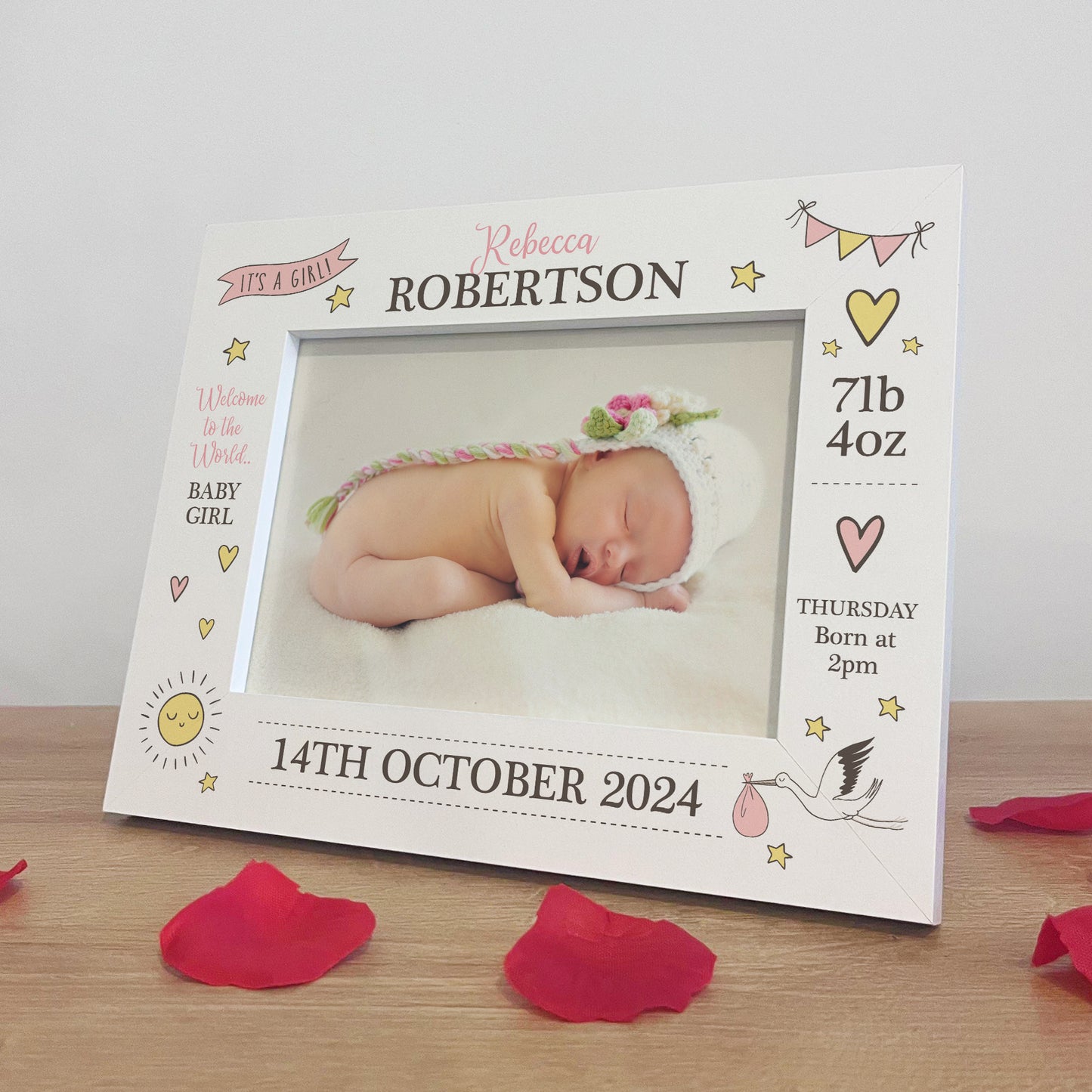 Personalised Baby Girl Photo Frame With Birth Details New Baby