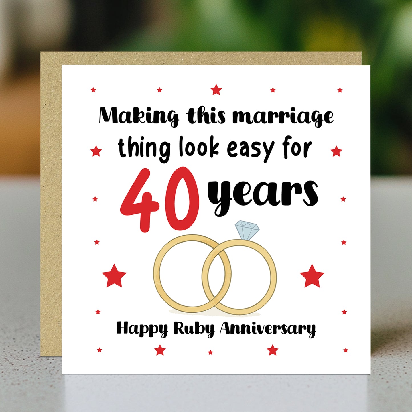 40th Wedding Anniversary Card For Husband Wife Couple Ruby