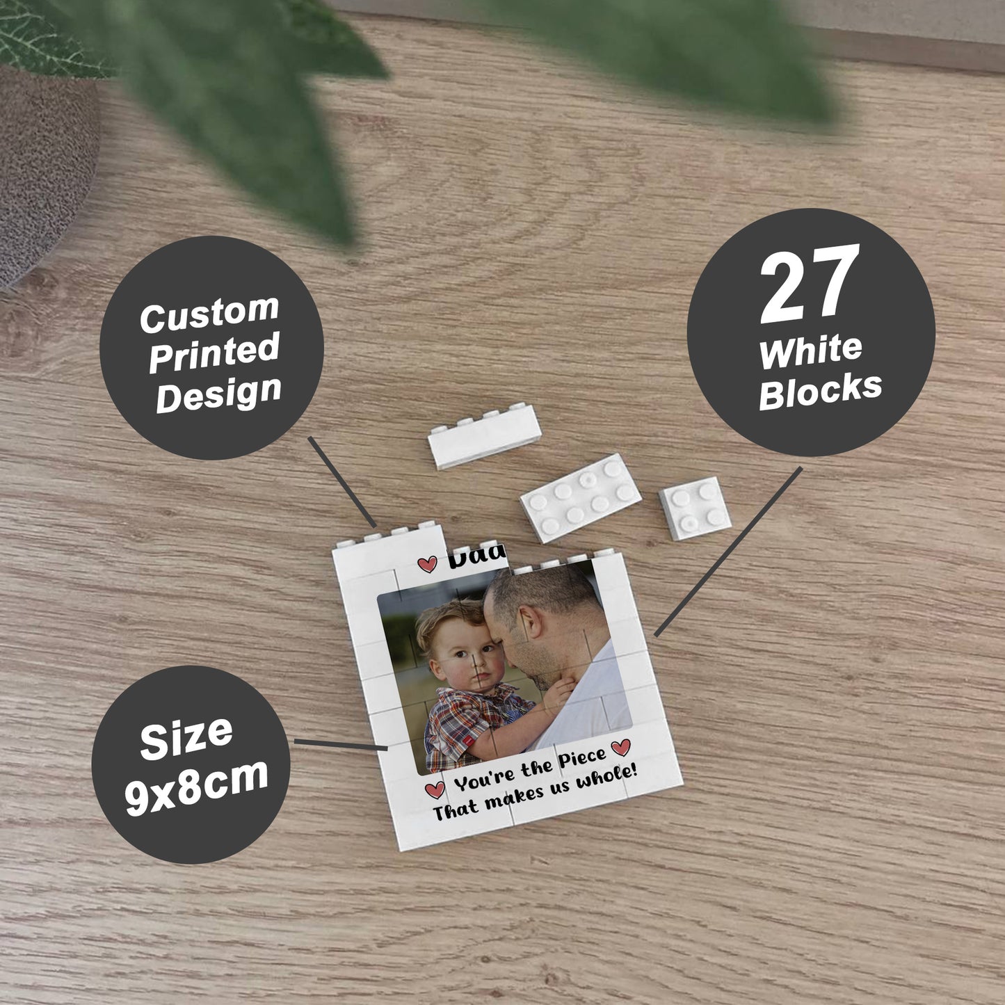 Personalised Brick Photo Block Gift for Dad For Fathers Day