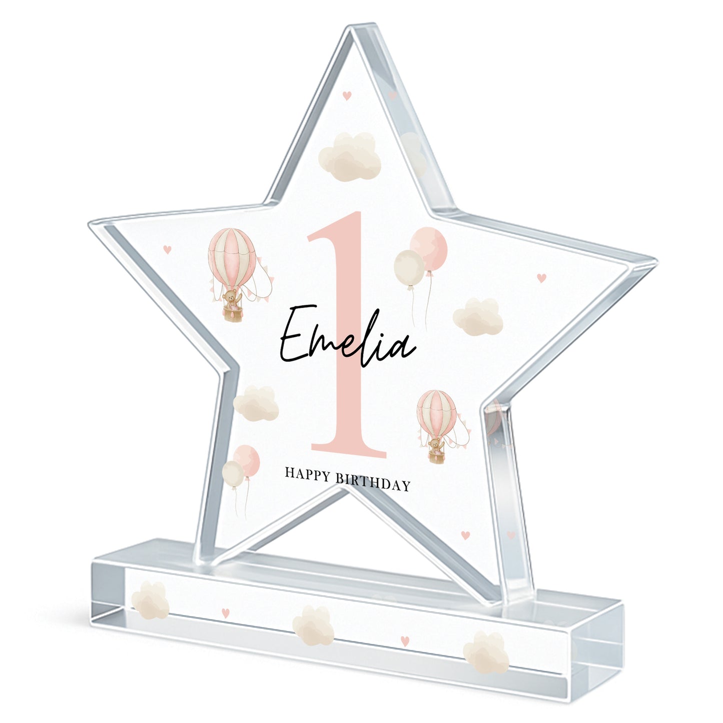 Personalised 1st Birthday Gift For Baby Girl Acrylic Star Plaque