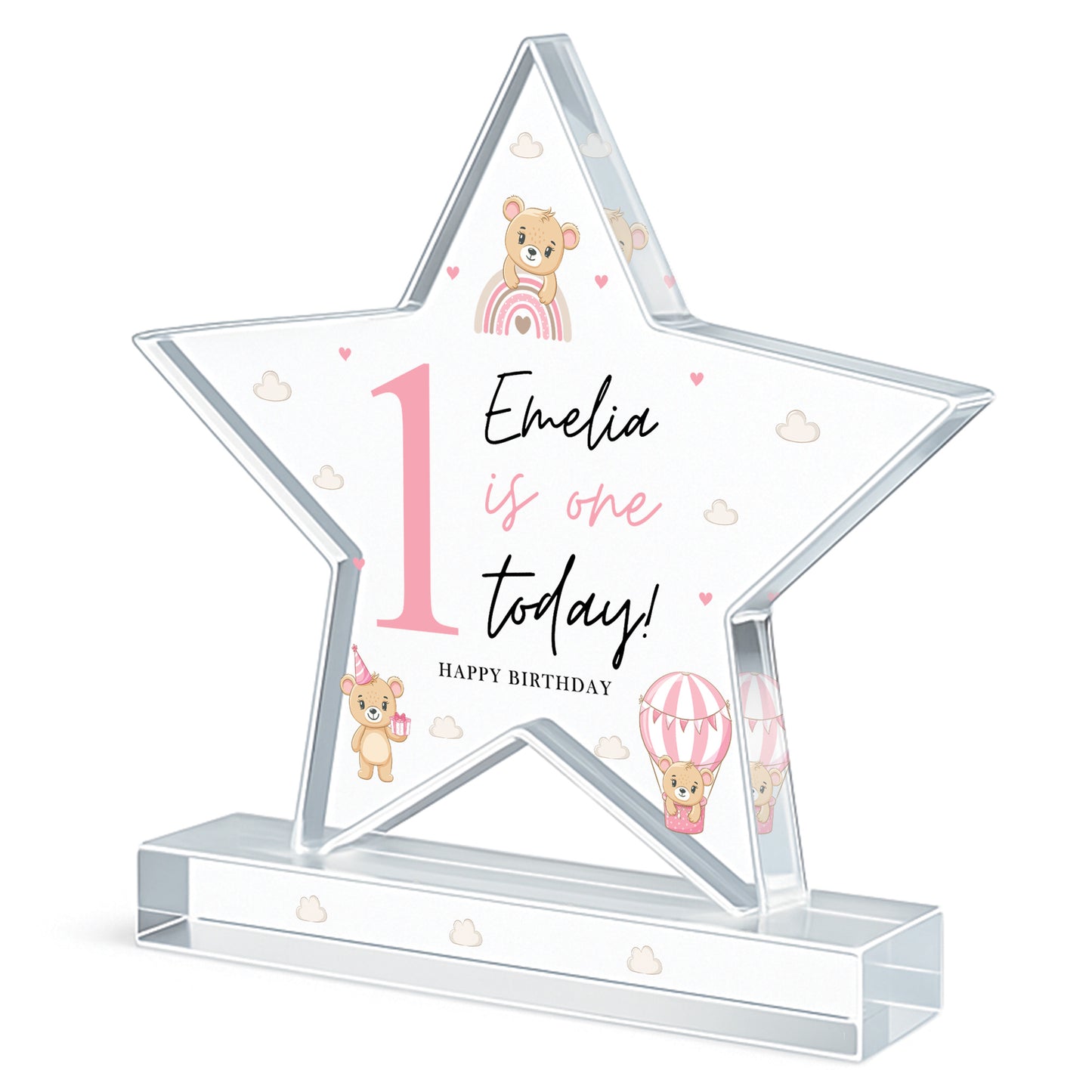Personalised 1st Birthday Gift For Baby Girl ONE TODAY Star