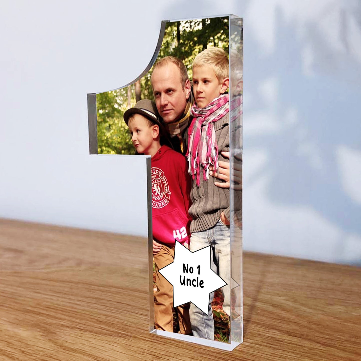 Personalised Gift For Uncle Mirror Acrylic Freestanding Number 1