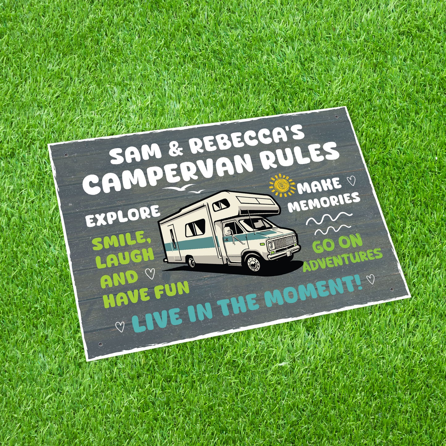 CAMPERVAN RULES SIGN Personalised Wall Door Plaque Novelty