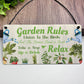 Garden Signs For Outside Hanging Garden Rules Sign For Yard