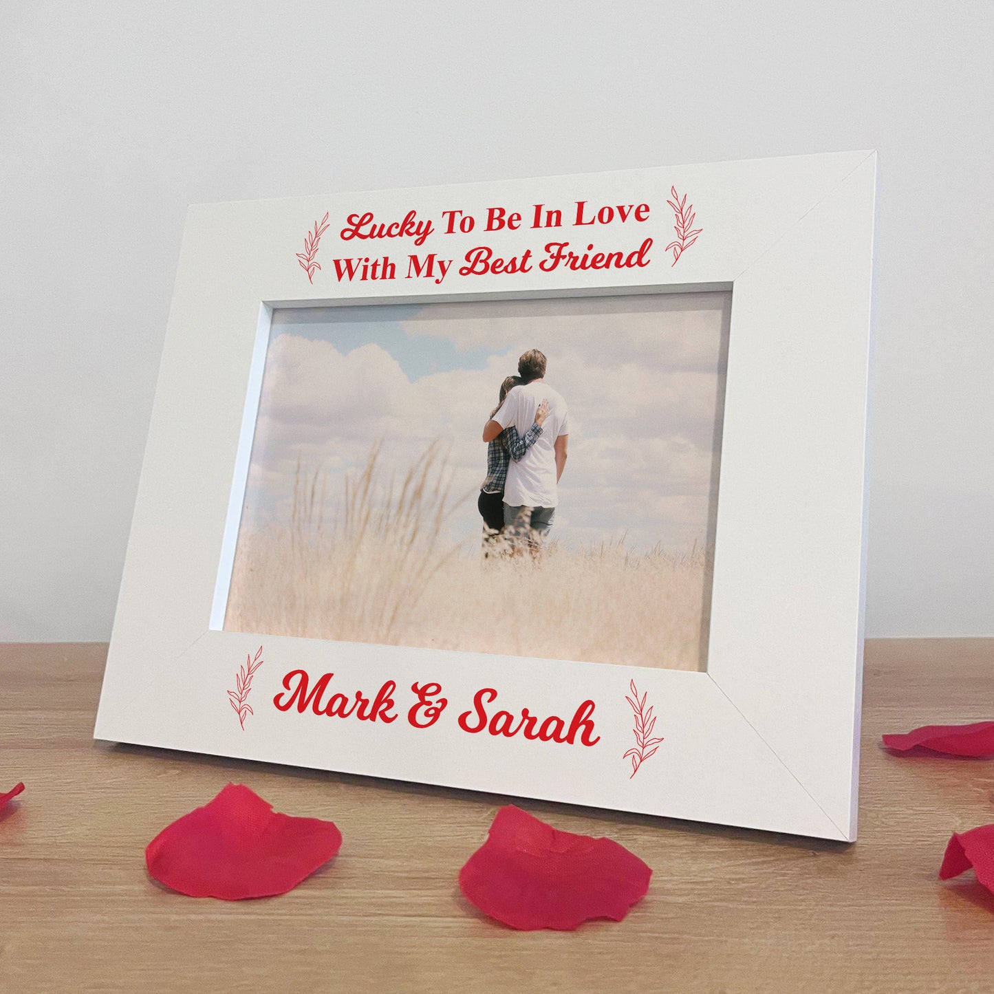 Personalised White Wooden Photo Frame For Couple 7X5 Frame
