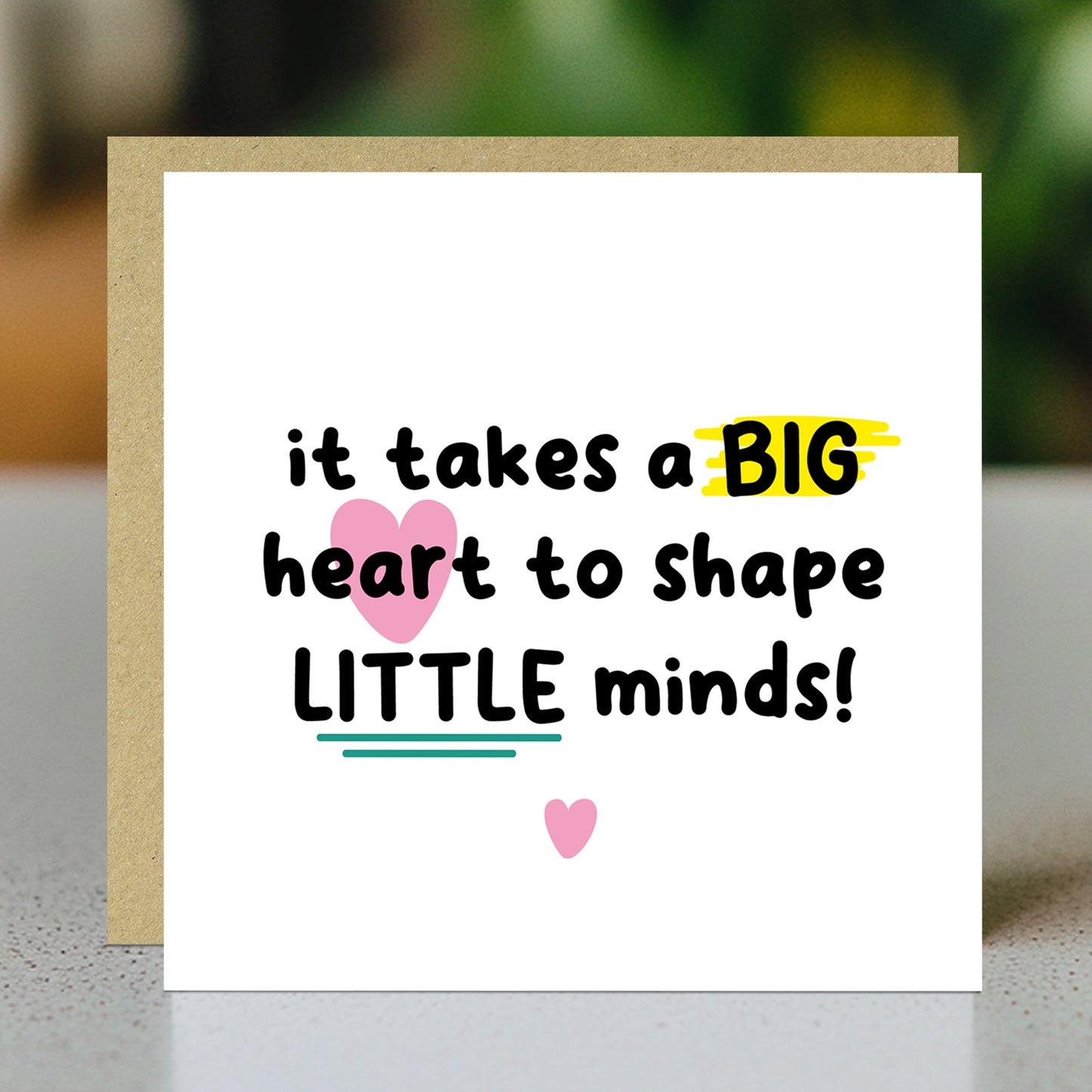 Thank You Card For Teacher With Kraft Envelope Big Heart