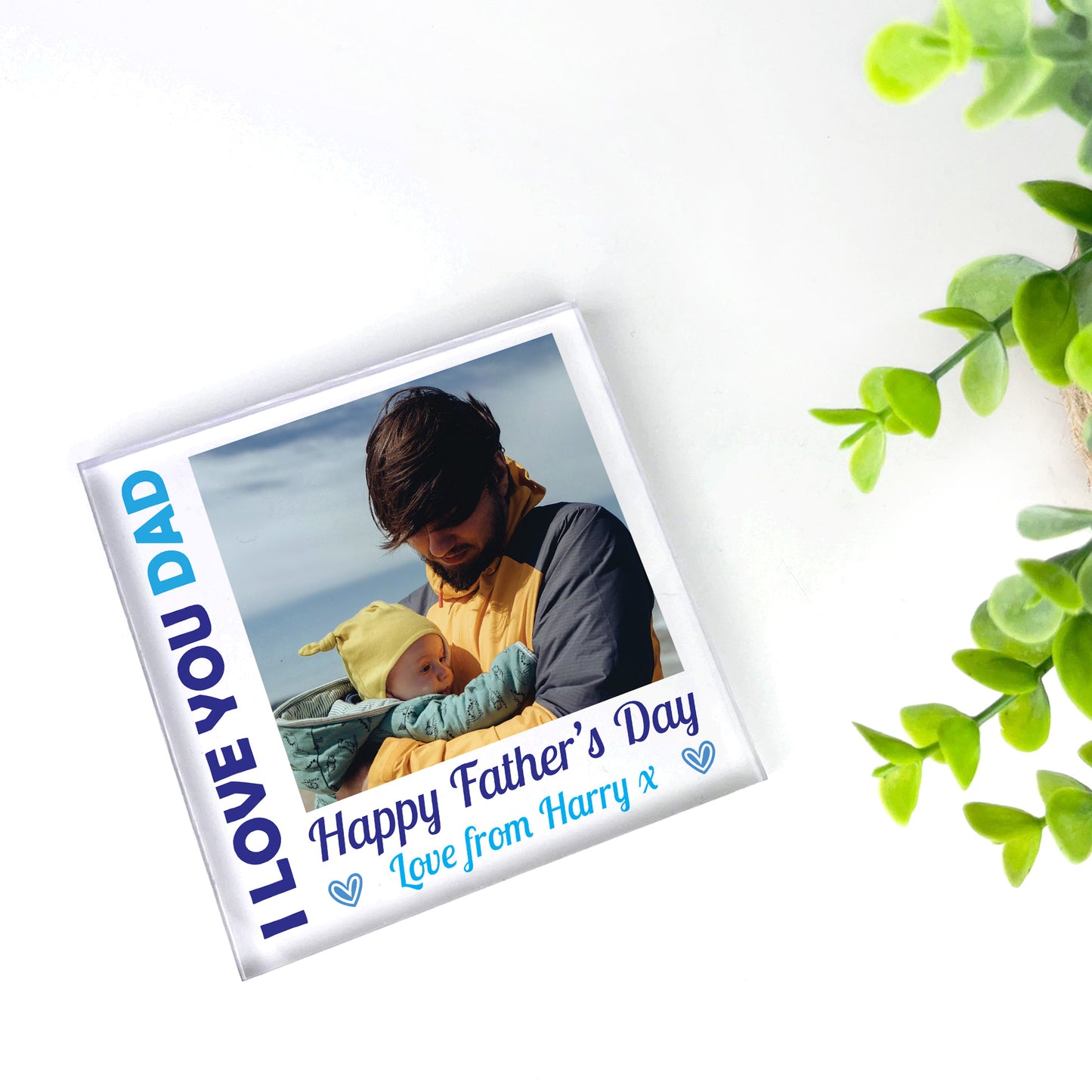 Fathers Day Gift I LOVE YOU DAD Personalised Clear Block