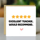 Funny Teacher Card 5 Star Review Thank You Cards For Teachers
