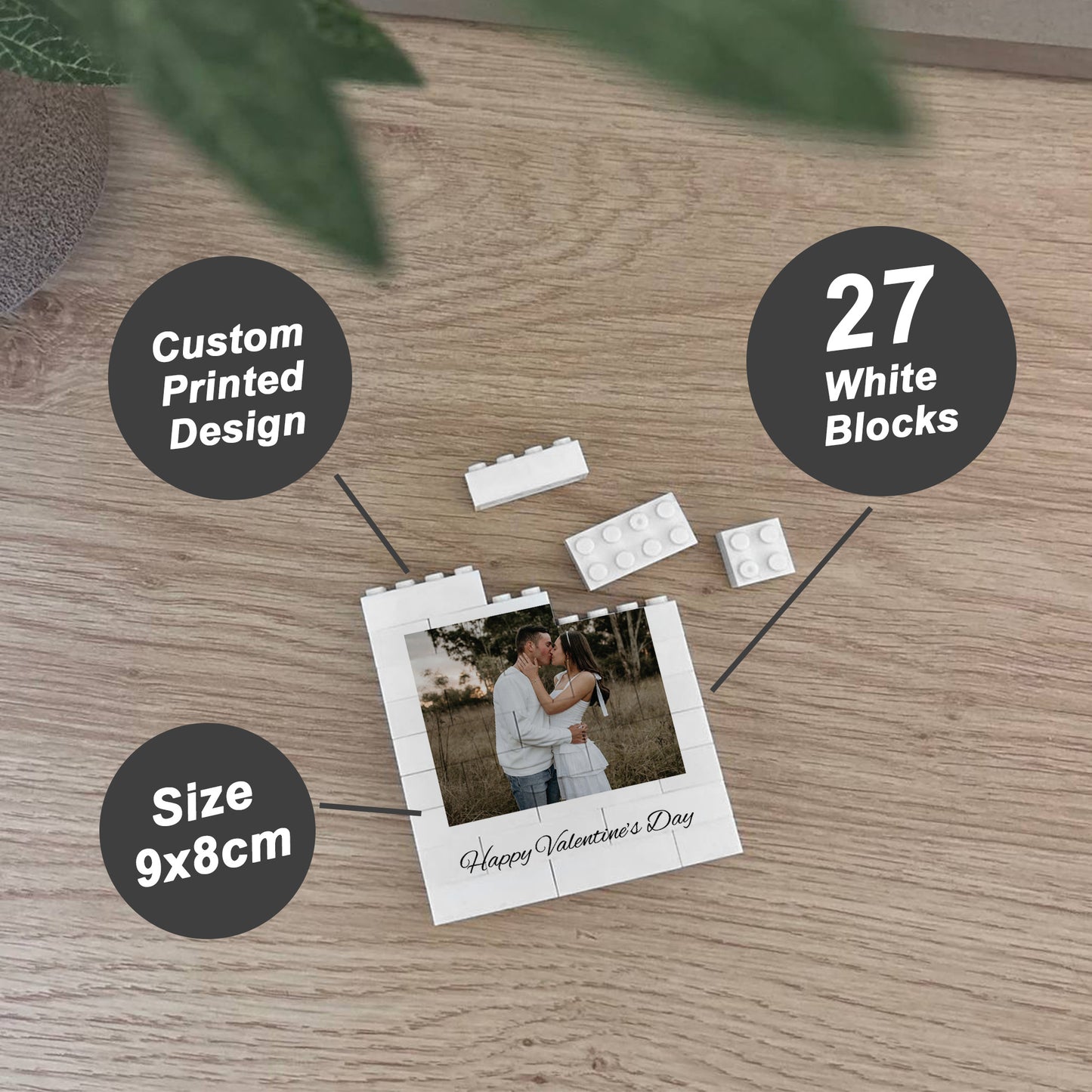 Personalised Valentines Day Brick Photo Block Gift for Boyfriend