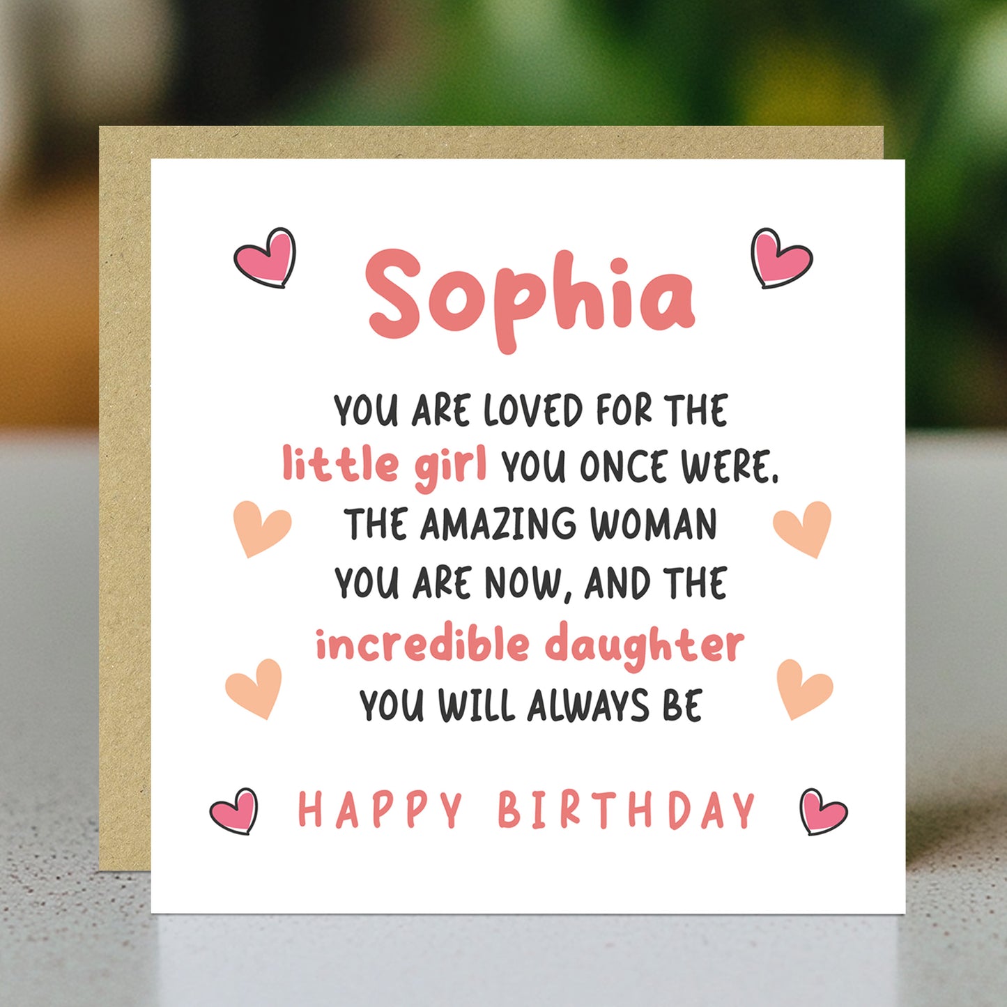 Daughter Birthday Card Personalised With Any Name Card From Mum