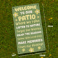 Welcome To Our Patio Hanging Wall Door Sign Outdoor Signs