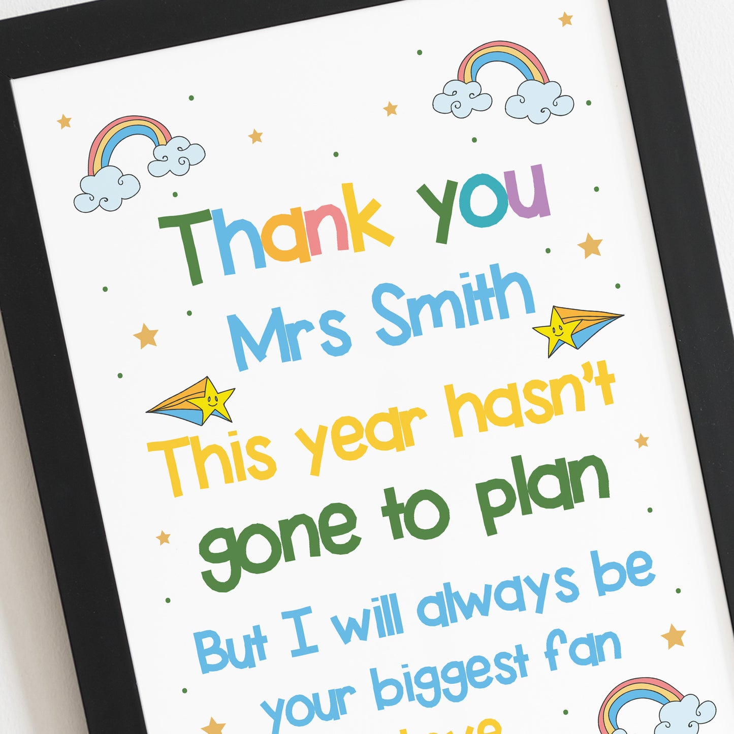 Personalised Framed Print Thank You Gift For Teacher Teaching