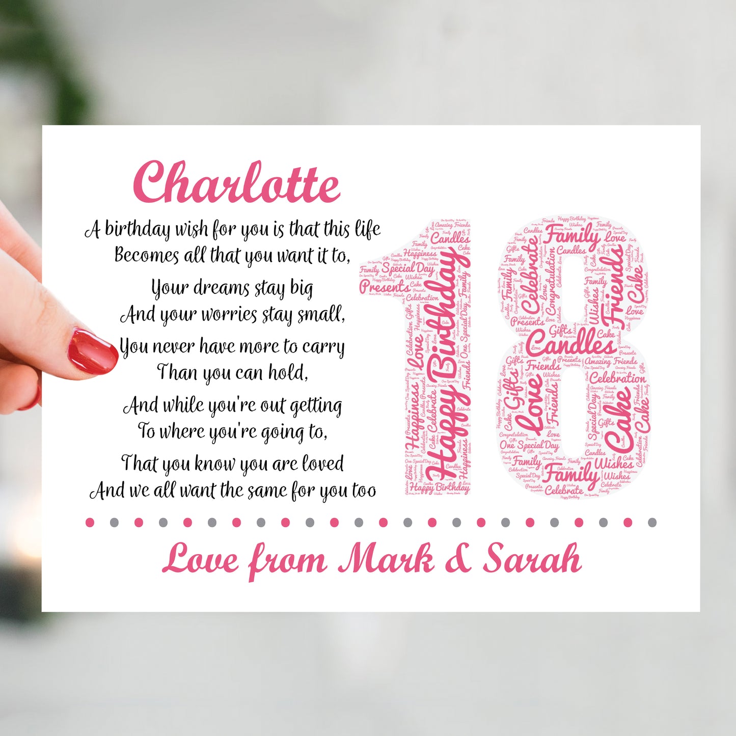 Personalised 18th Birthday Gifts for Daughter A3 Framed Print