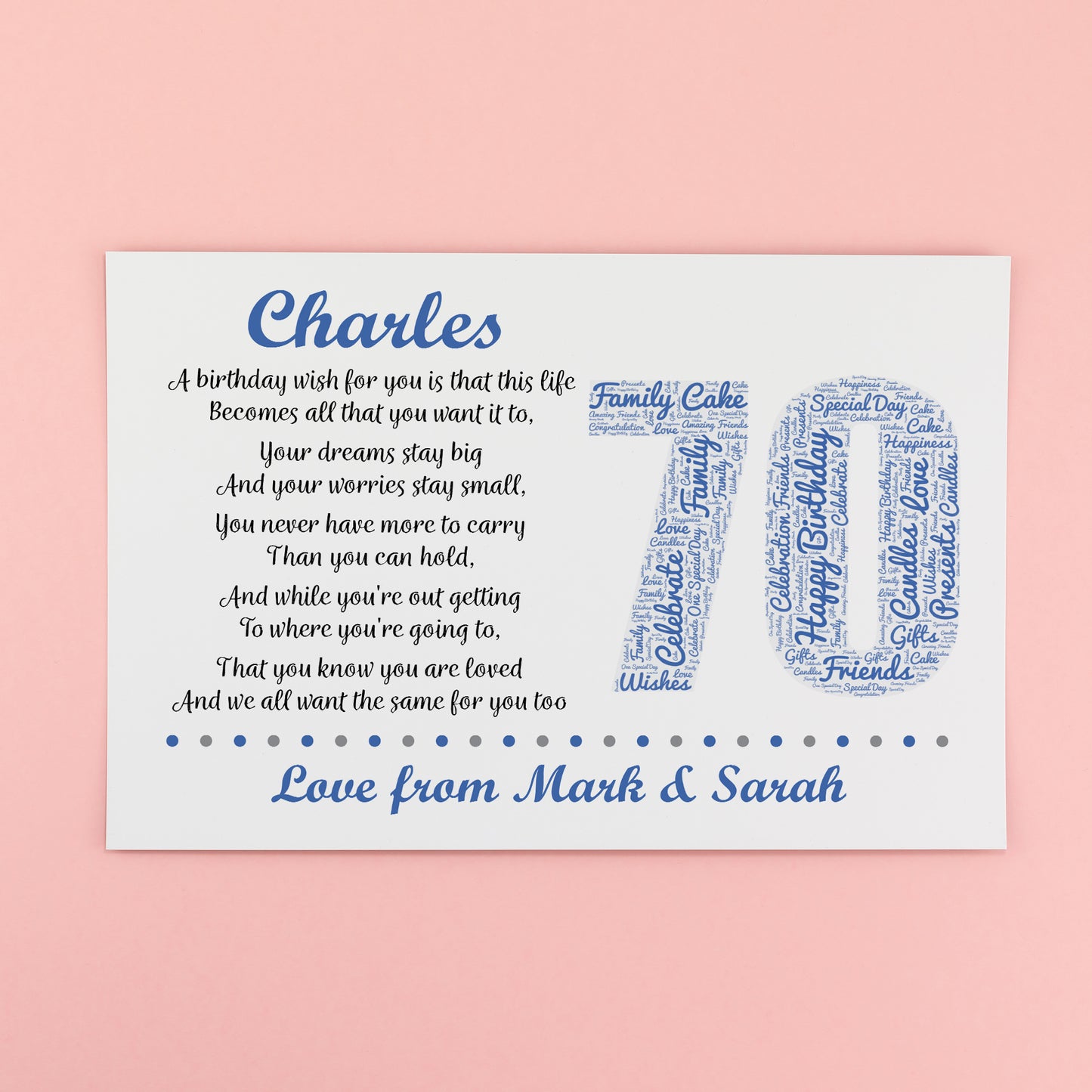 Personalised 70th Birthday Gifts for Him Men Husband Dad Grandad