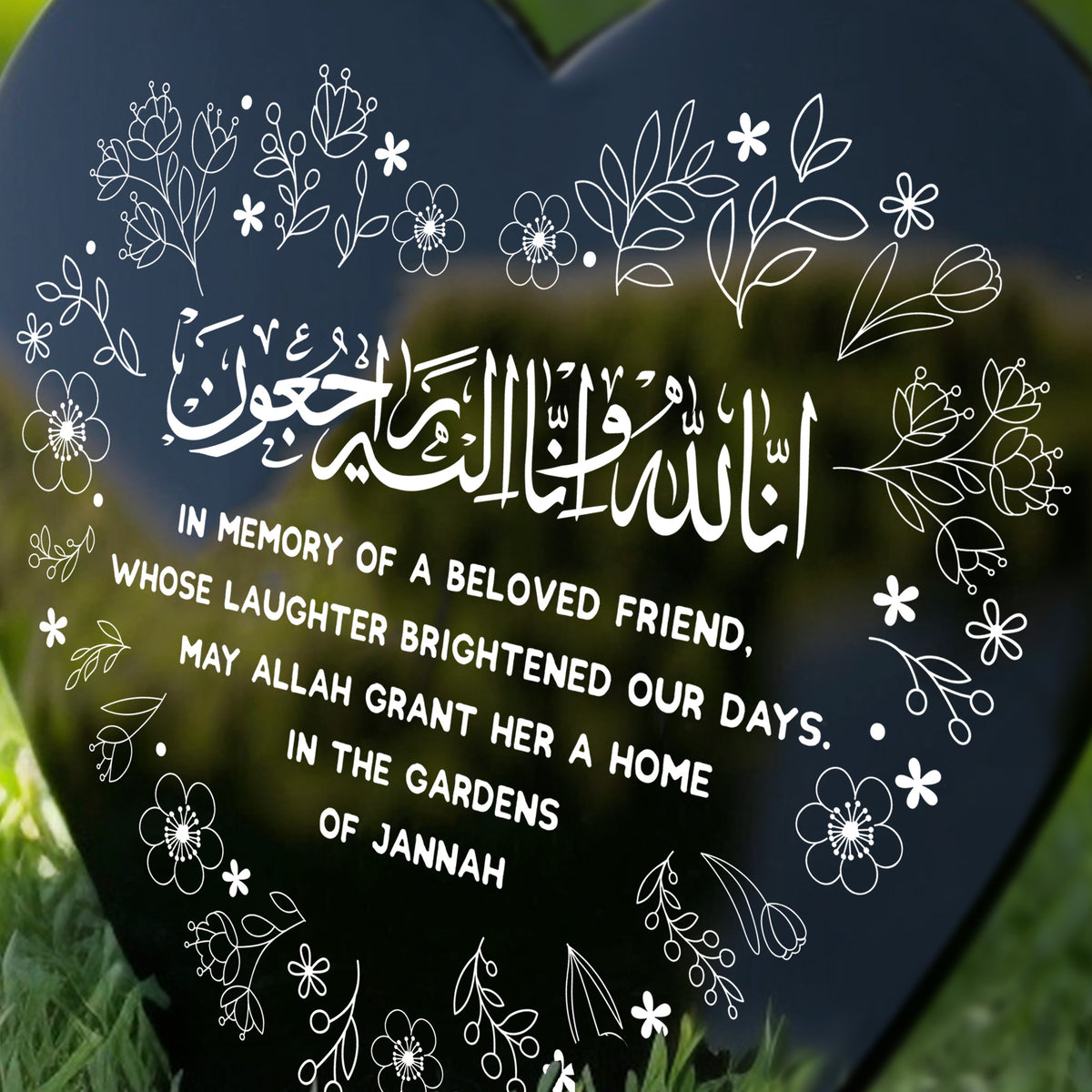 Muslim Islamic Beloved Friend Memorial Plaque Acrylic Heart