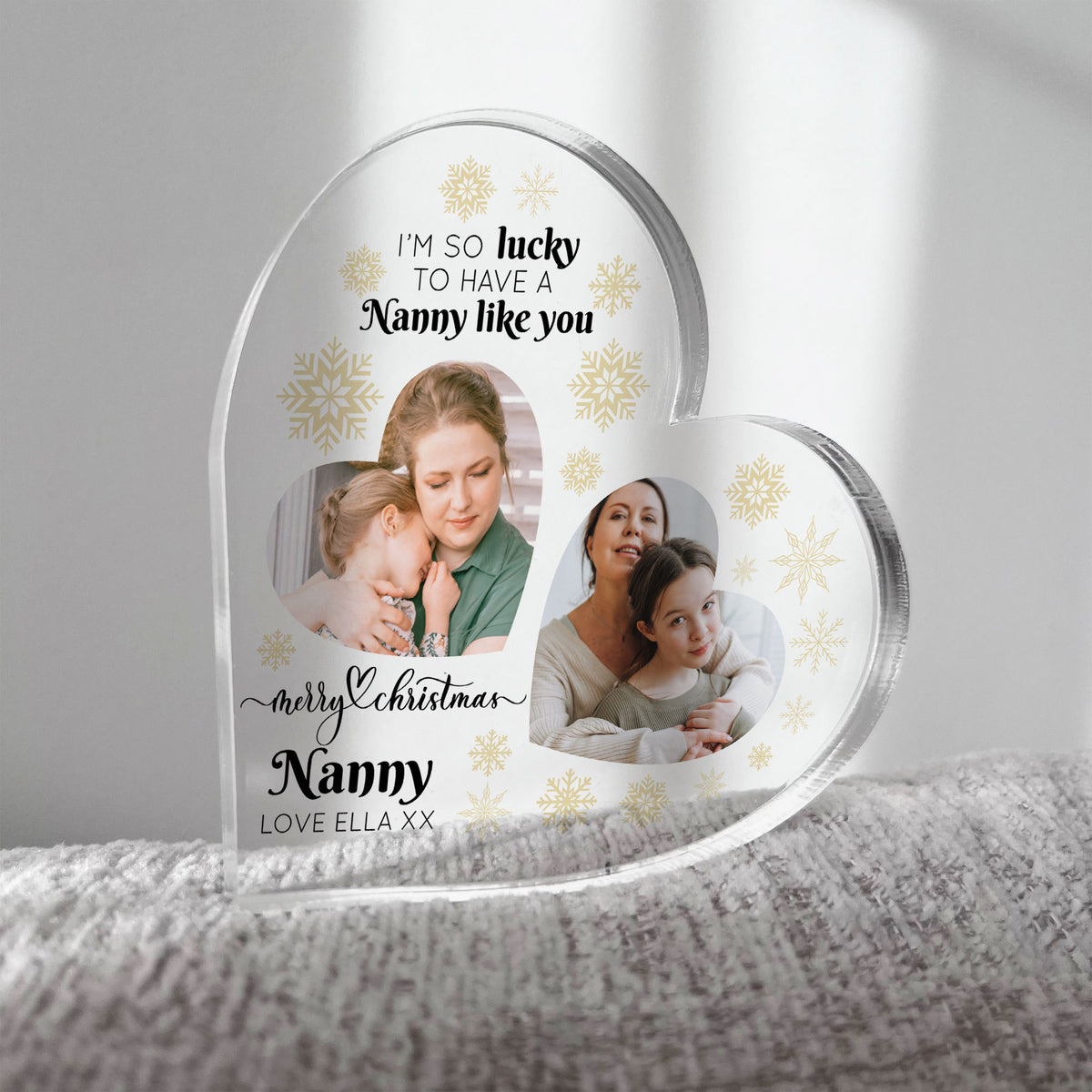 Nanny Gifts For Christmas Personalised Acrylic Heart Plaque