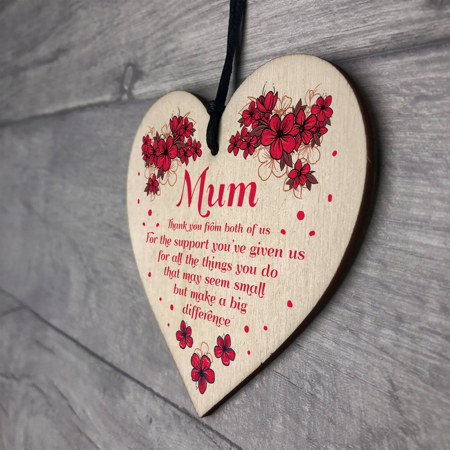 Thank You Mum Cute Love Mothers Day Plaque Floral Gift For Mummy