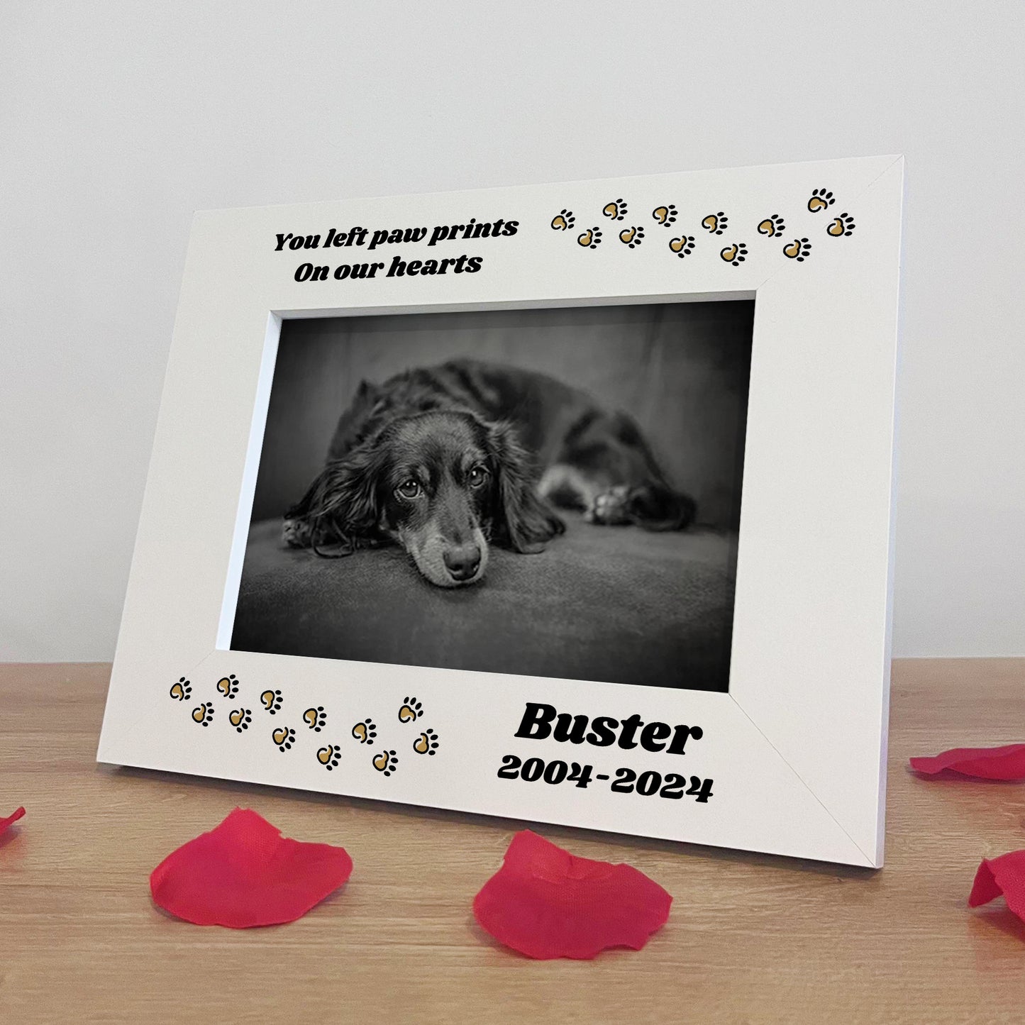 Personalised Dog Memorial Photo Frame Left Paw Prints