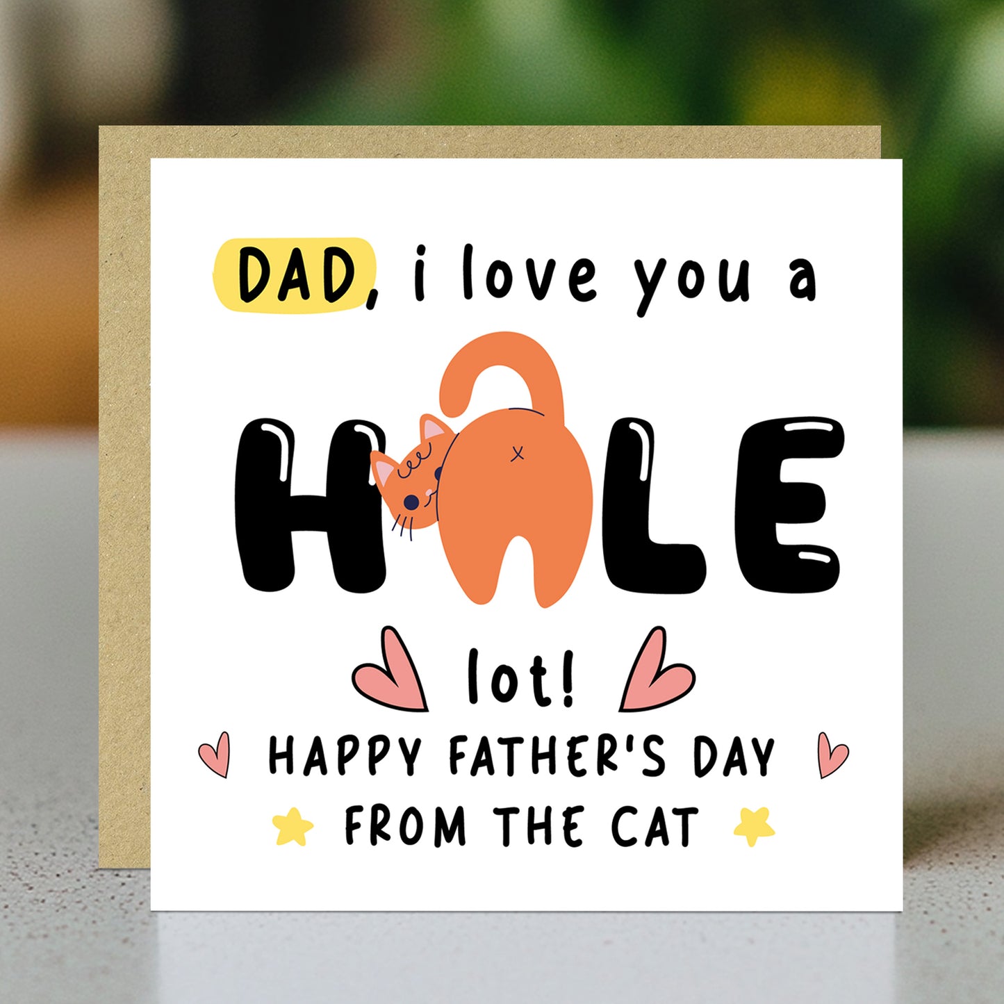 Funny Fathers Day Card From The Cat I Love You A Hole Lot Joke