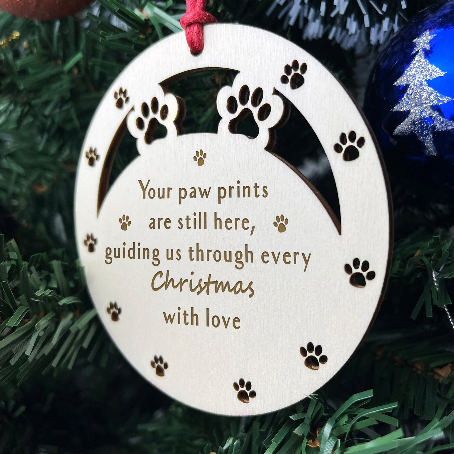 Pet Memorial Wooden Engraved Christmas Tree Bauble Decoration