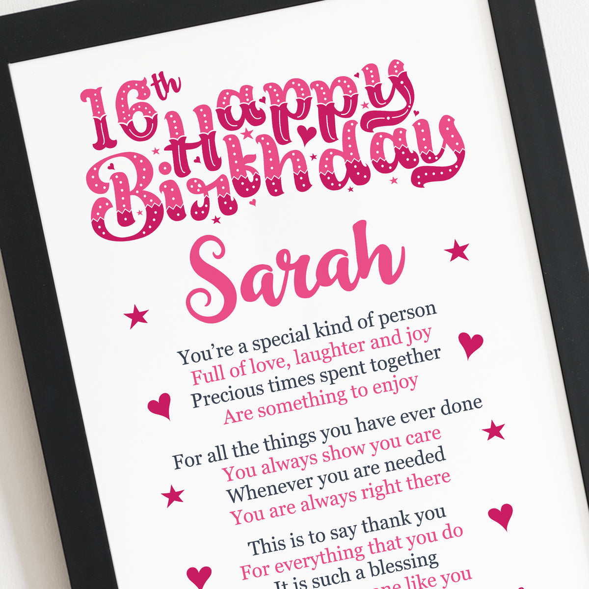 PERSONALISED 16th Birthday Gifts For Her Gift For Daughter