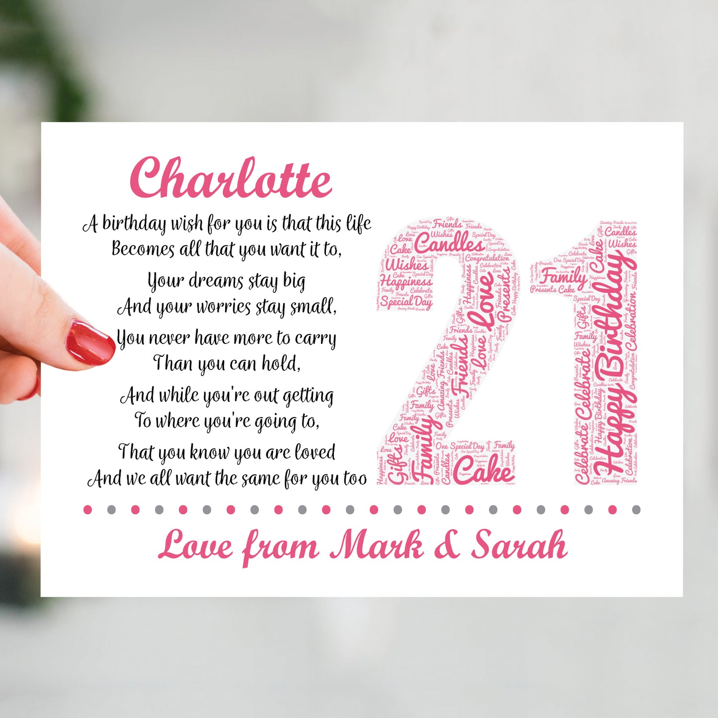 Personalised 21st Birthday Gift for Her Daughter A3 Framed Print