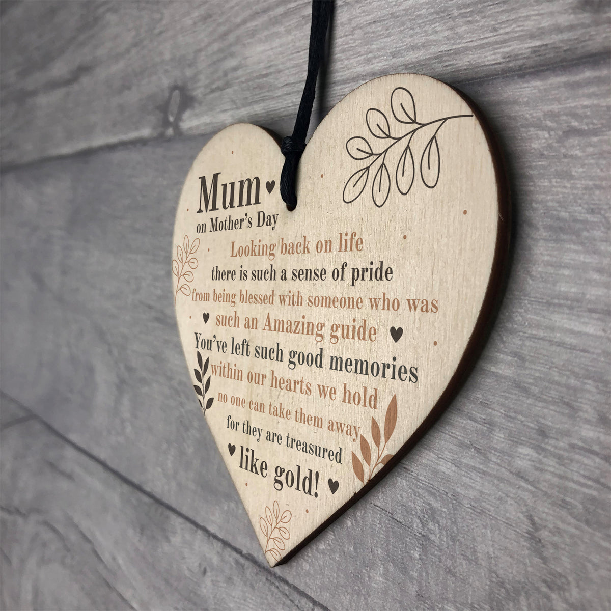 Mum Treasured Like Gold Cute Mothers Day Hanging Heart
